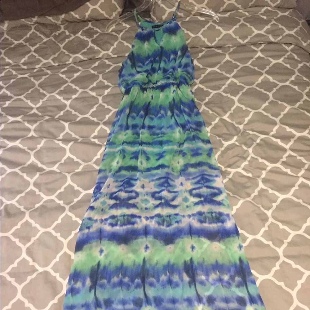 blue tie dye maxi dress worn once